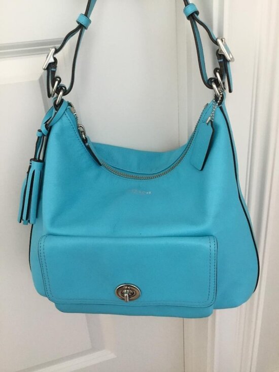 Coach Handbags - Coach Legacy Courtenay Hobo Bag in Vibrant Aqua Blue Leather w/Tassels & Hangtag